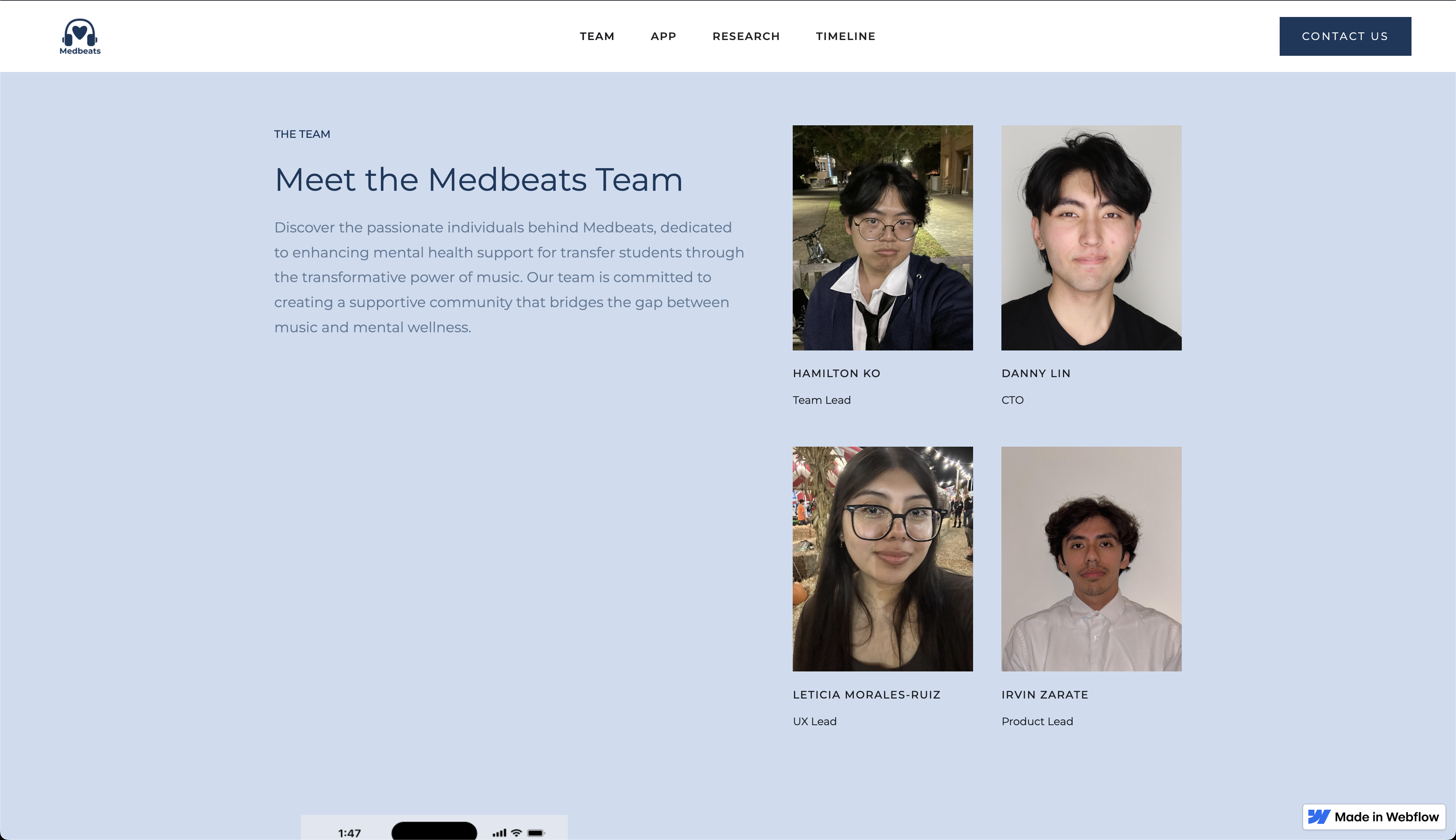 Homepage preview of Medbeat website